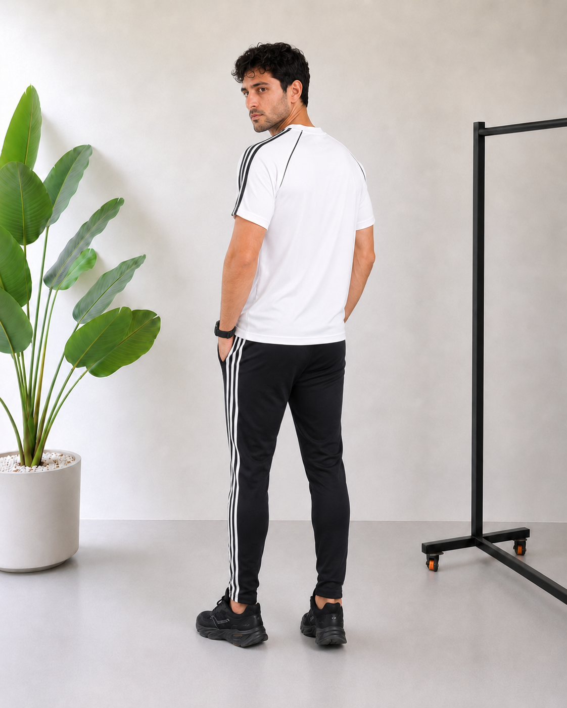 Adi White and Black Tracksuit