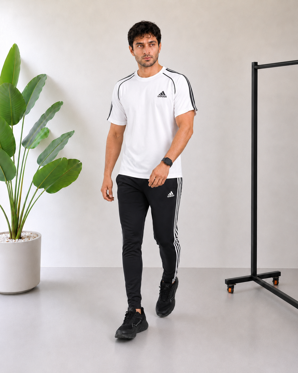 Adi White and Black Tracksuit
