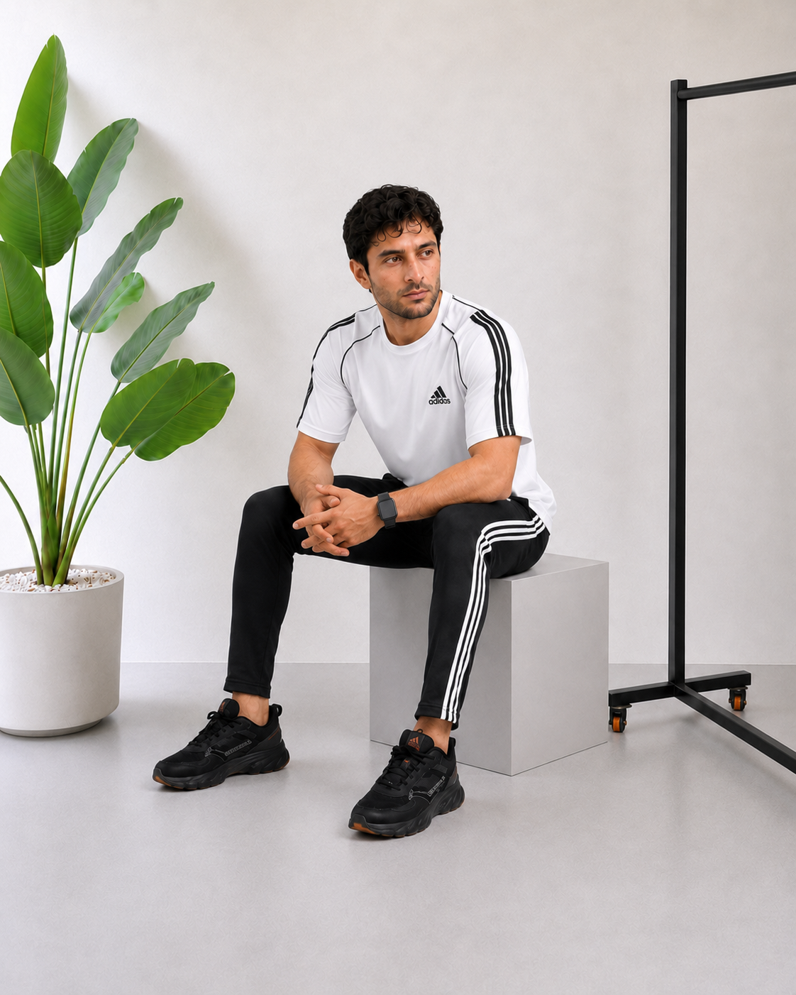 Adi White and Black Tracksuit