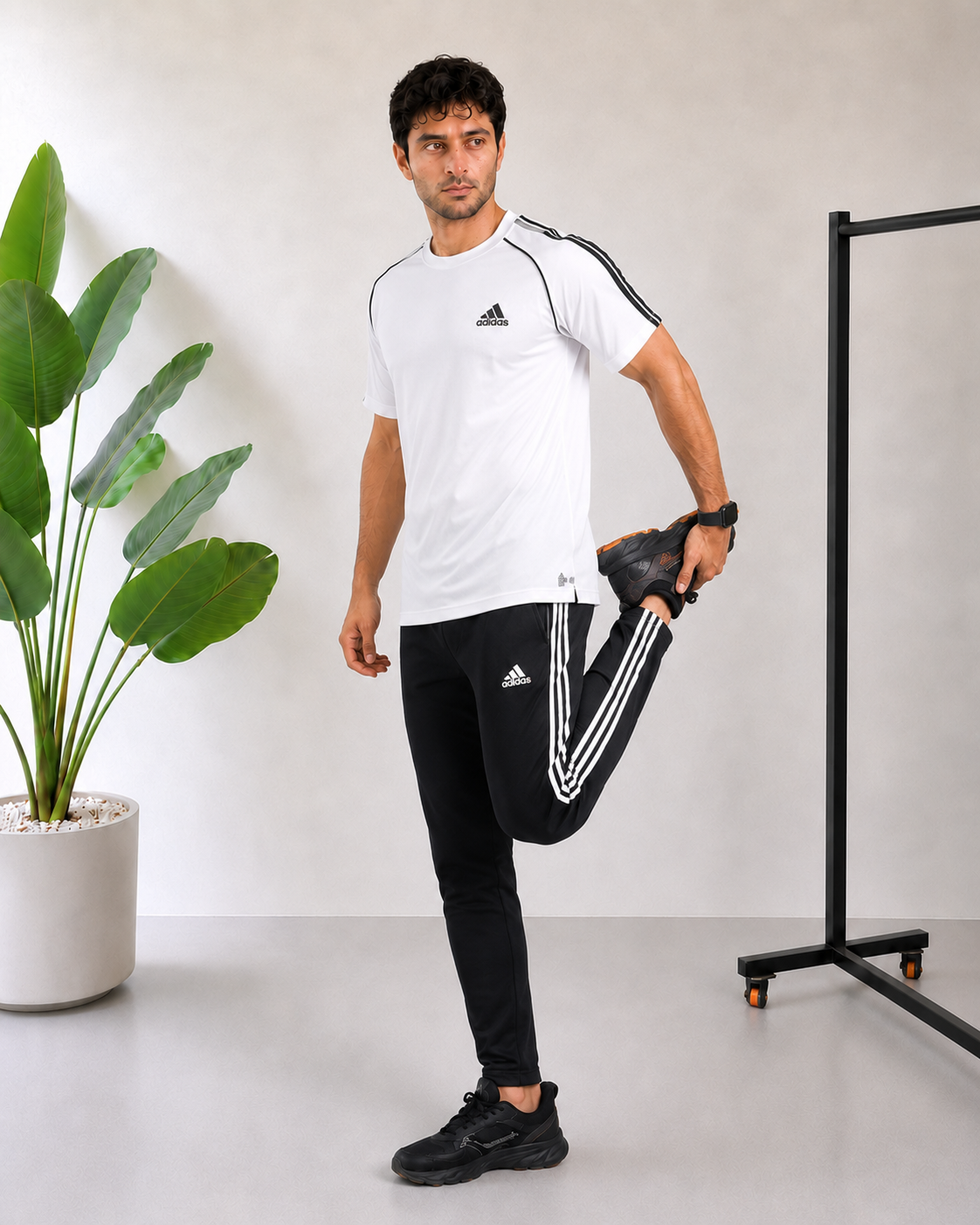 Adi White and Black Tracksuit