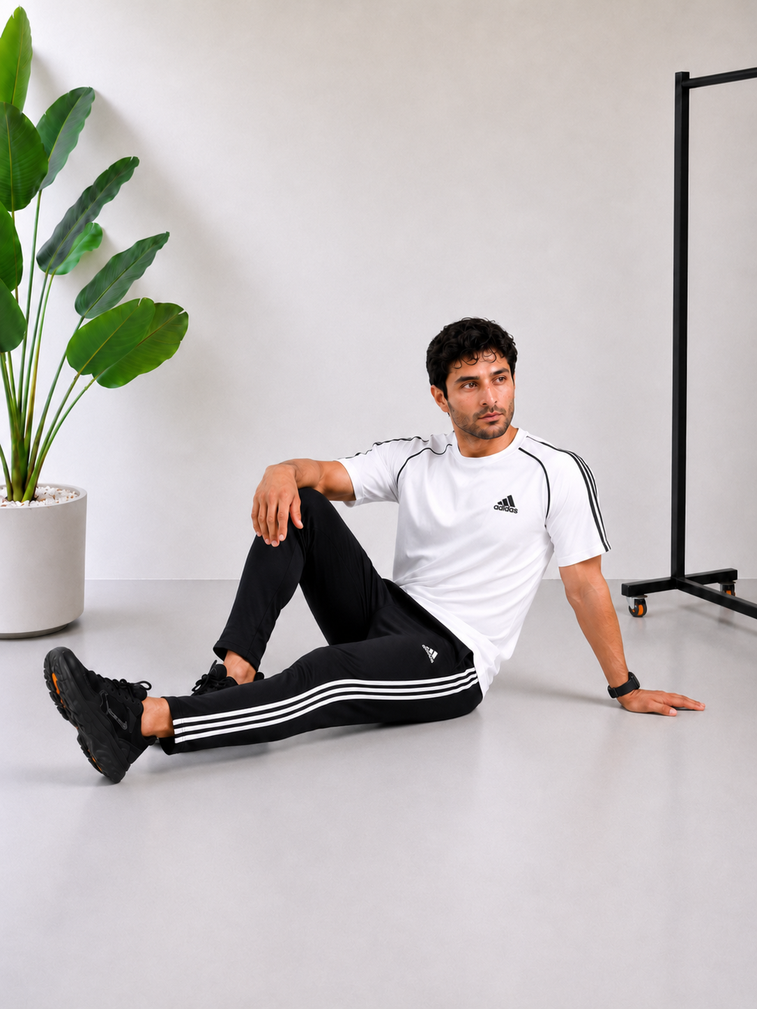 Adi White and Black Tracksuit
