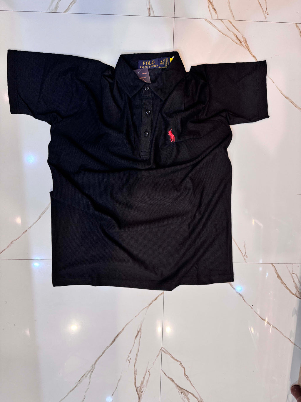 Men's Popcorn Texture  Polo Shirt Black - Dazzler Store