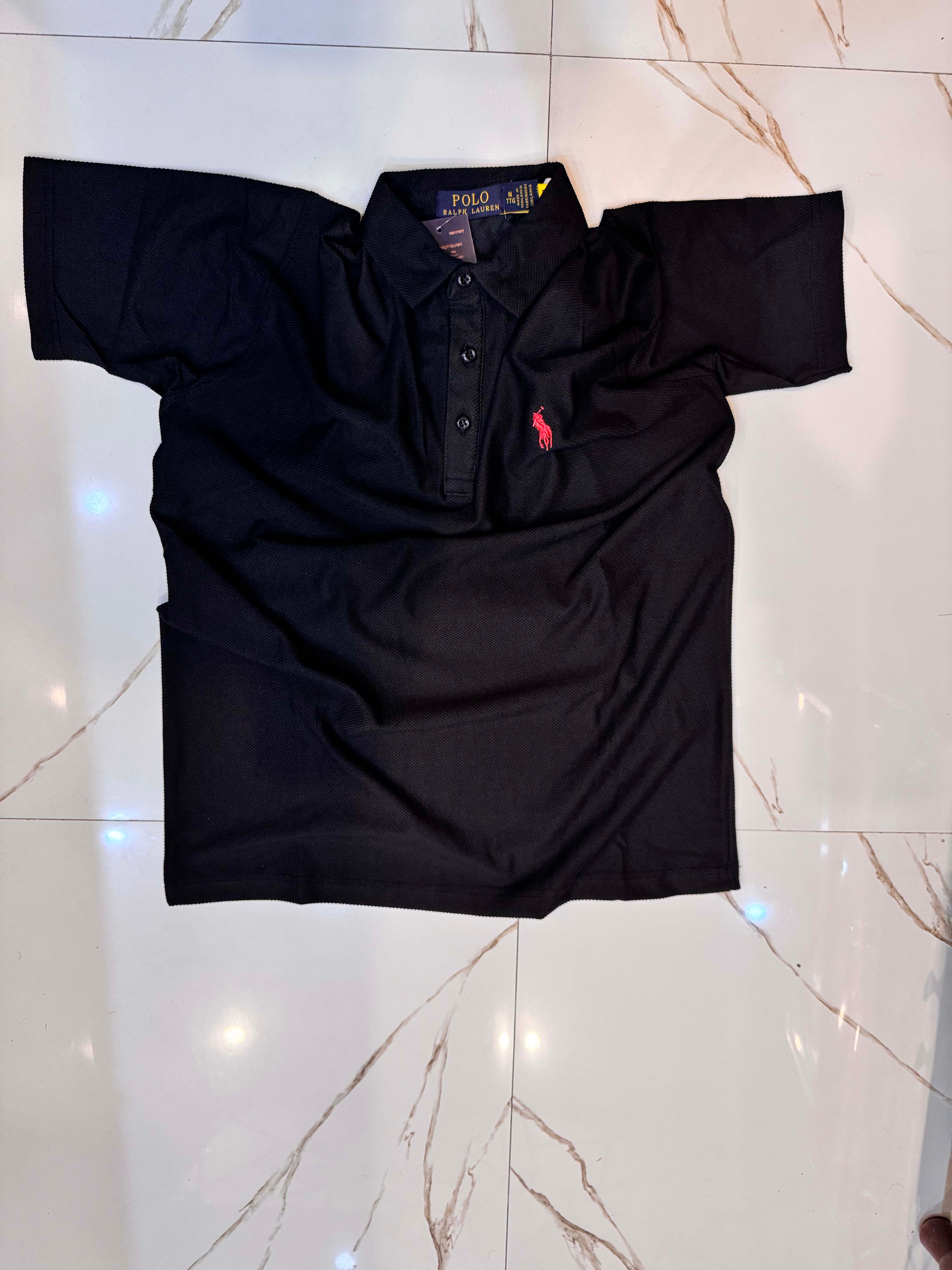 Men's Popcorn Texture  Polo Shirt Black - Dazzler Store