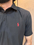 Men's Popcorn Texture  Polo Shirt Black - Dazzler Store