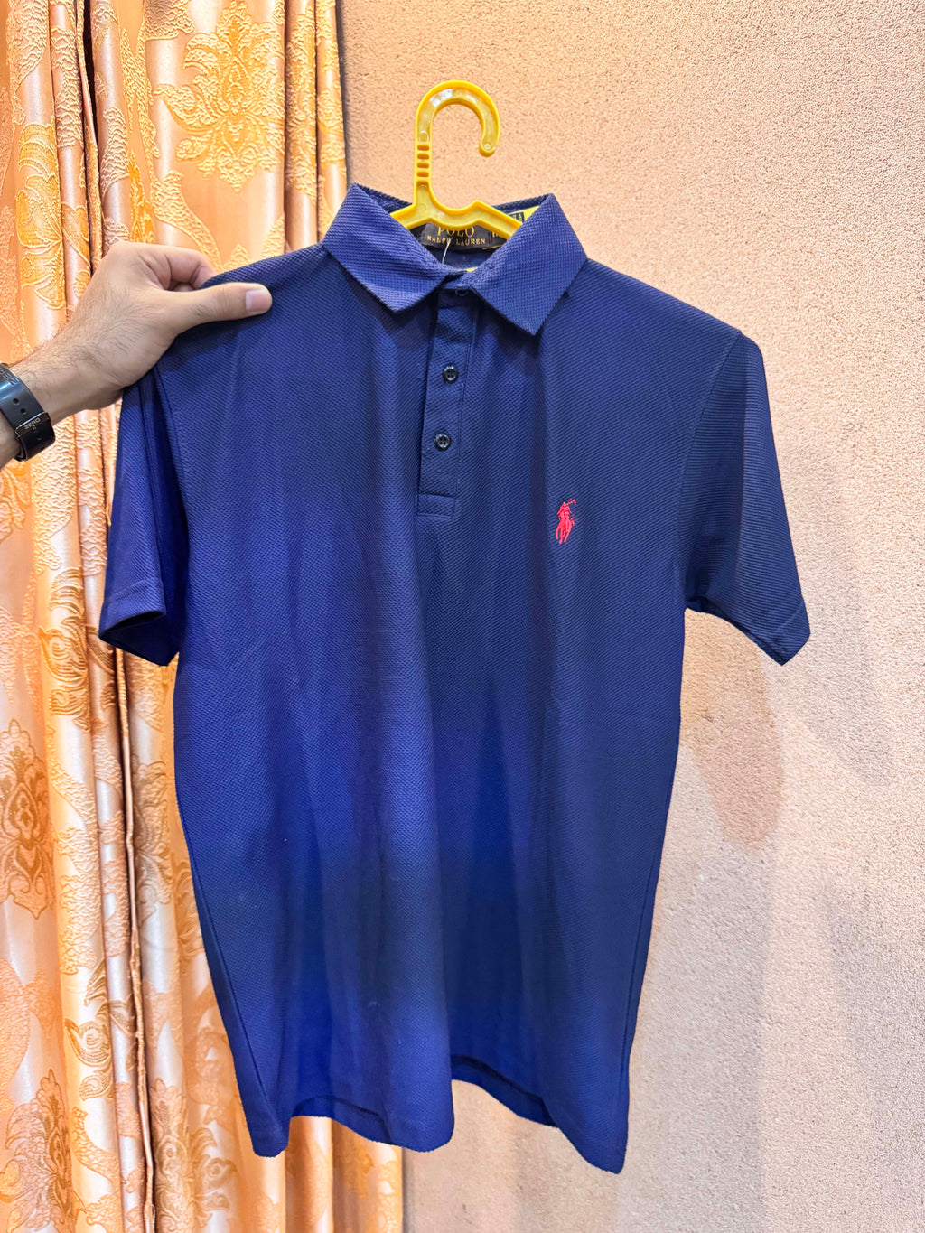 Men's Popcorn Texture  Polo Shirt Blue - Dazzler Store
