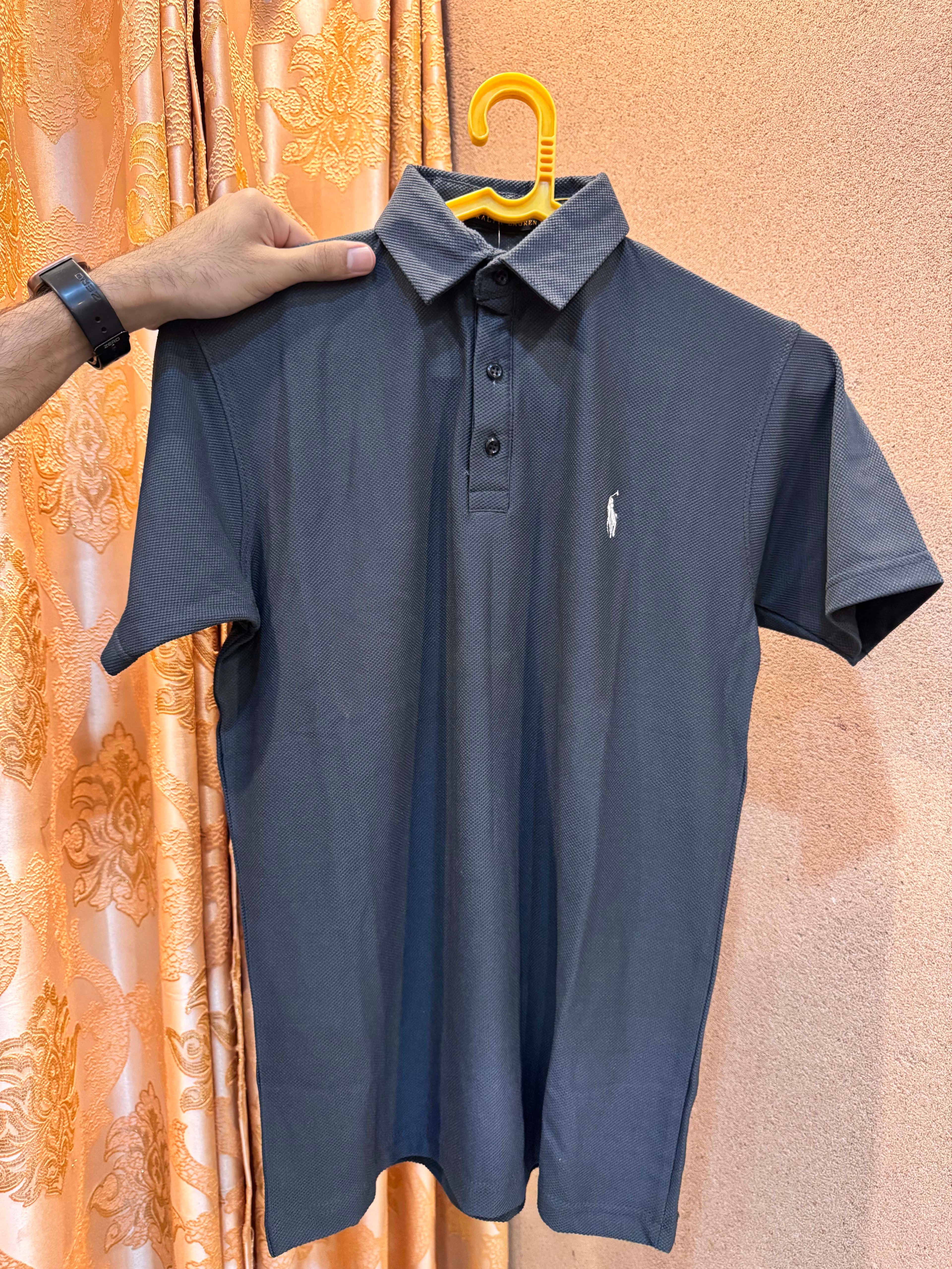 Men's Popcorn Texture  Polo Shirt Grey - Dazzler Store