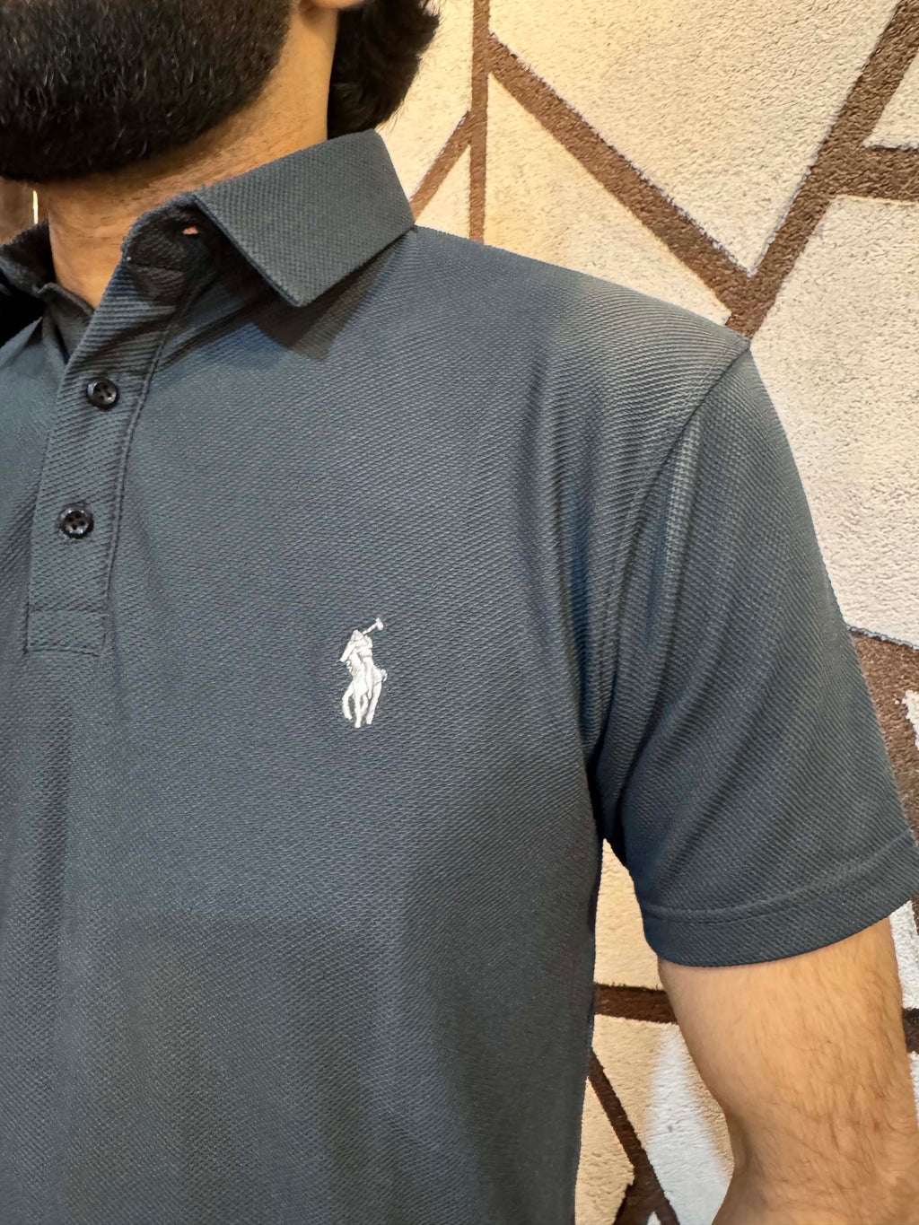 Men's Popcorn Texture  Polo Shirt Grey - Dazzler Store