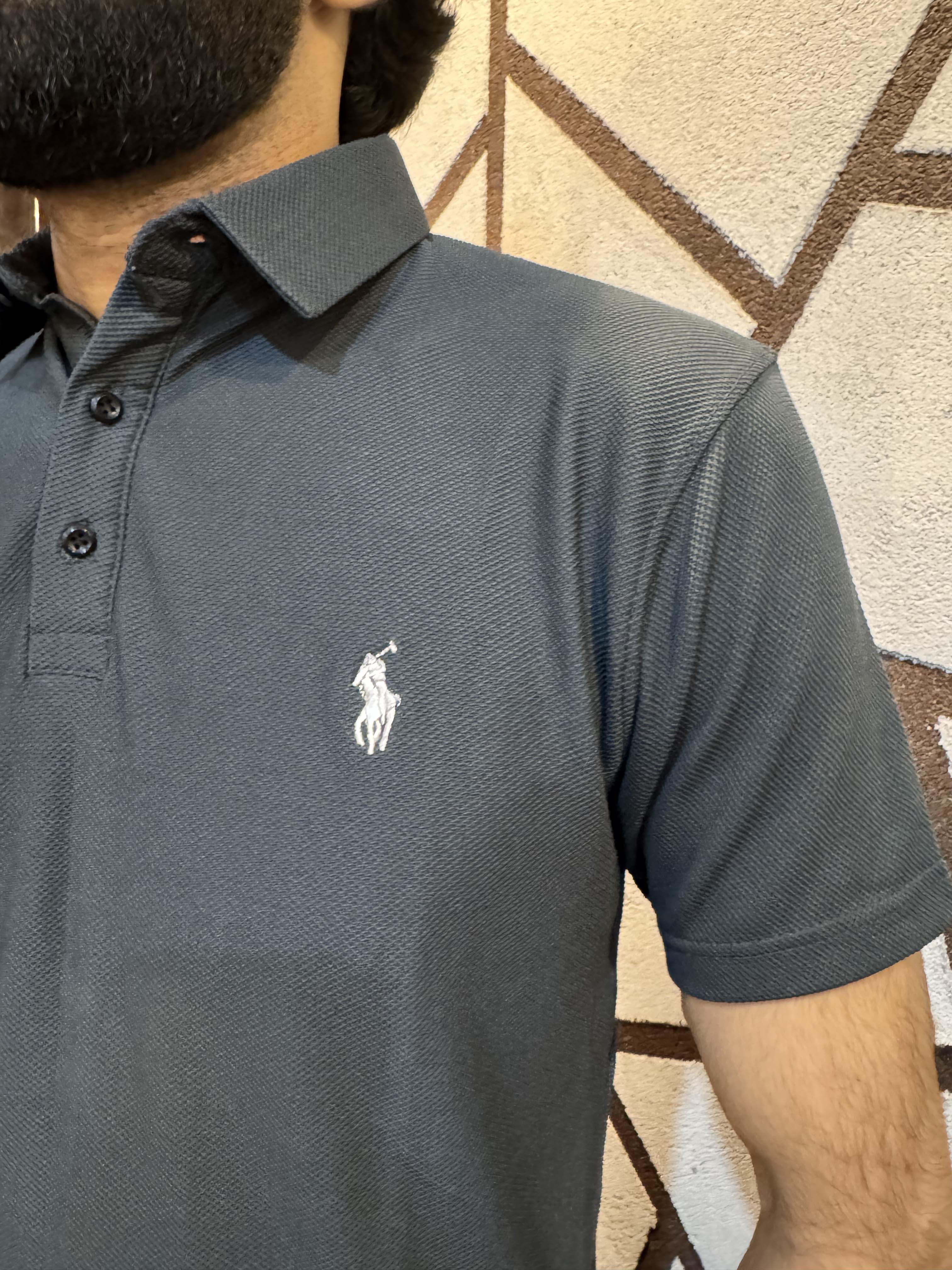 Men's Popcorn Texture  Polo Shirt Grey - Dazzler Store