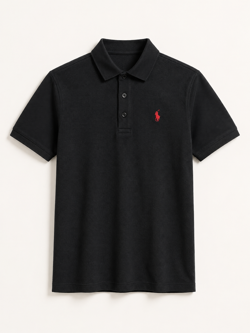 Men's Popcorn Texture  Polo Shirt Black
