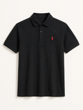 Men's Popcorn Texture  Polo Shirt Black