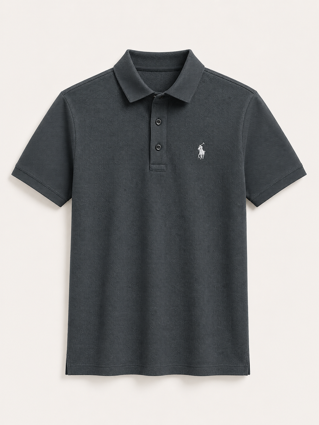 Men's Popcorn Texture  Polo Shirt Grey