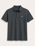 Men's Popcorn Texture  Polo Shirt Grey