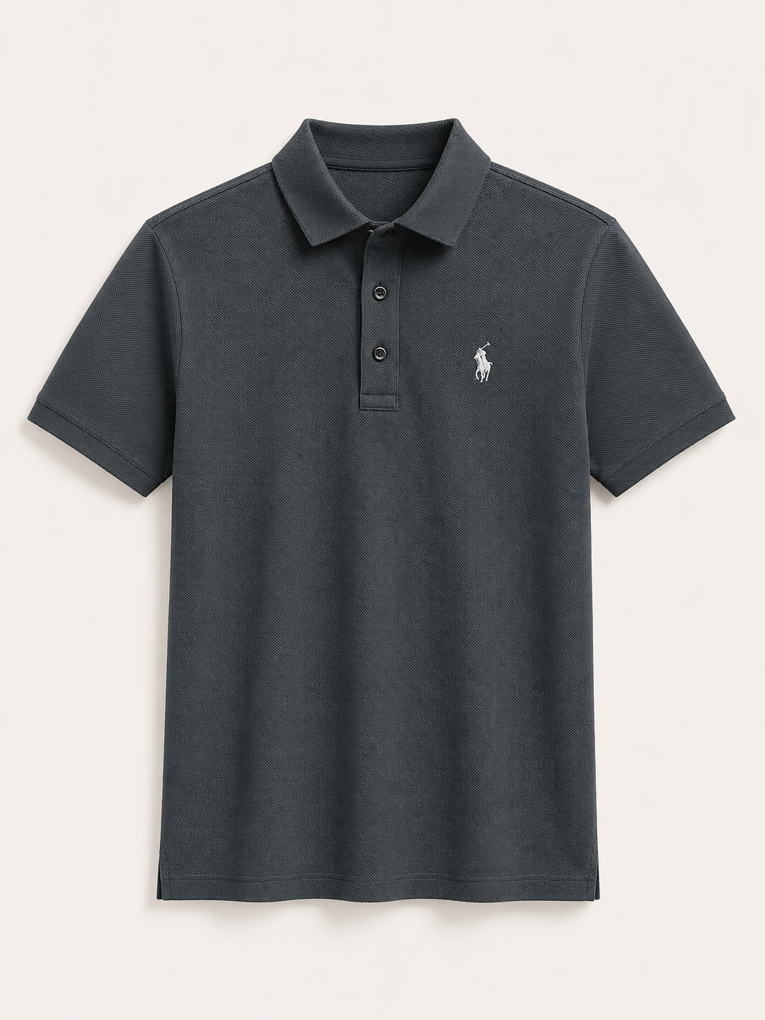 Men's Popcorn Texture  Polo Shirt Grey