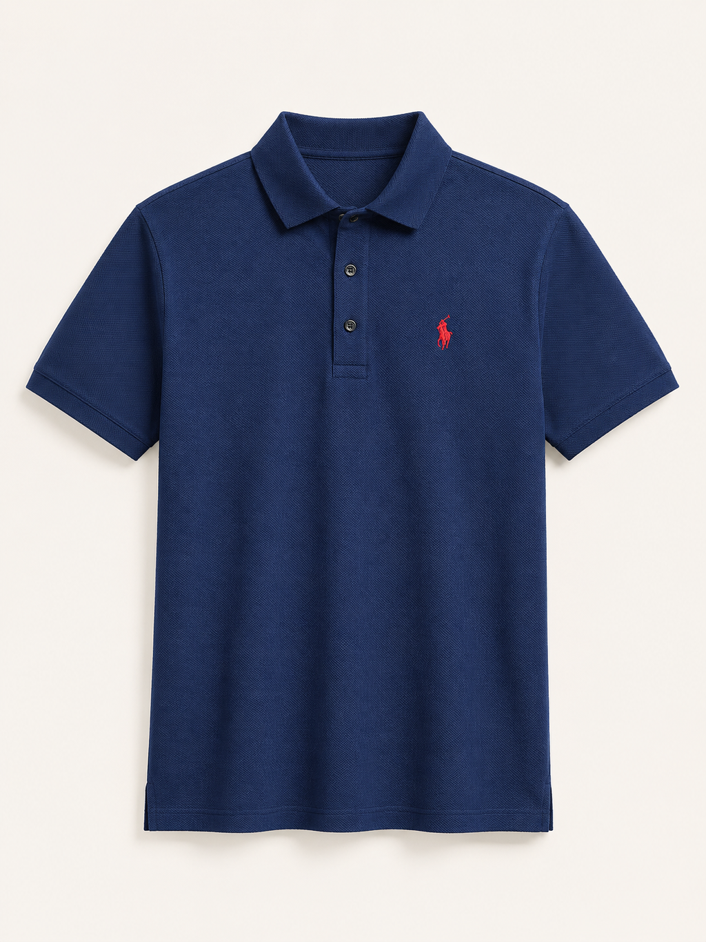 Men's Popcorn Texture  Polo Shirt Blue