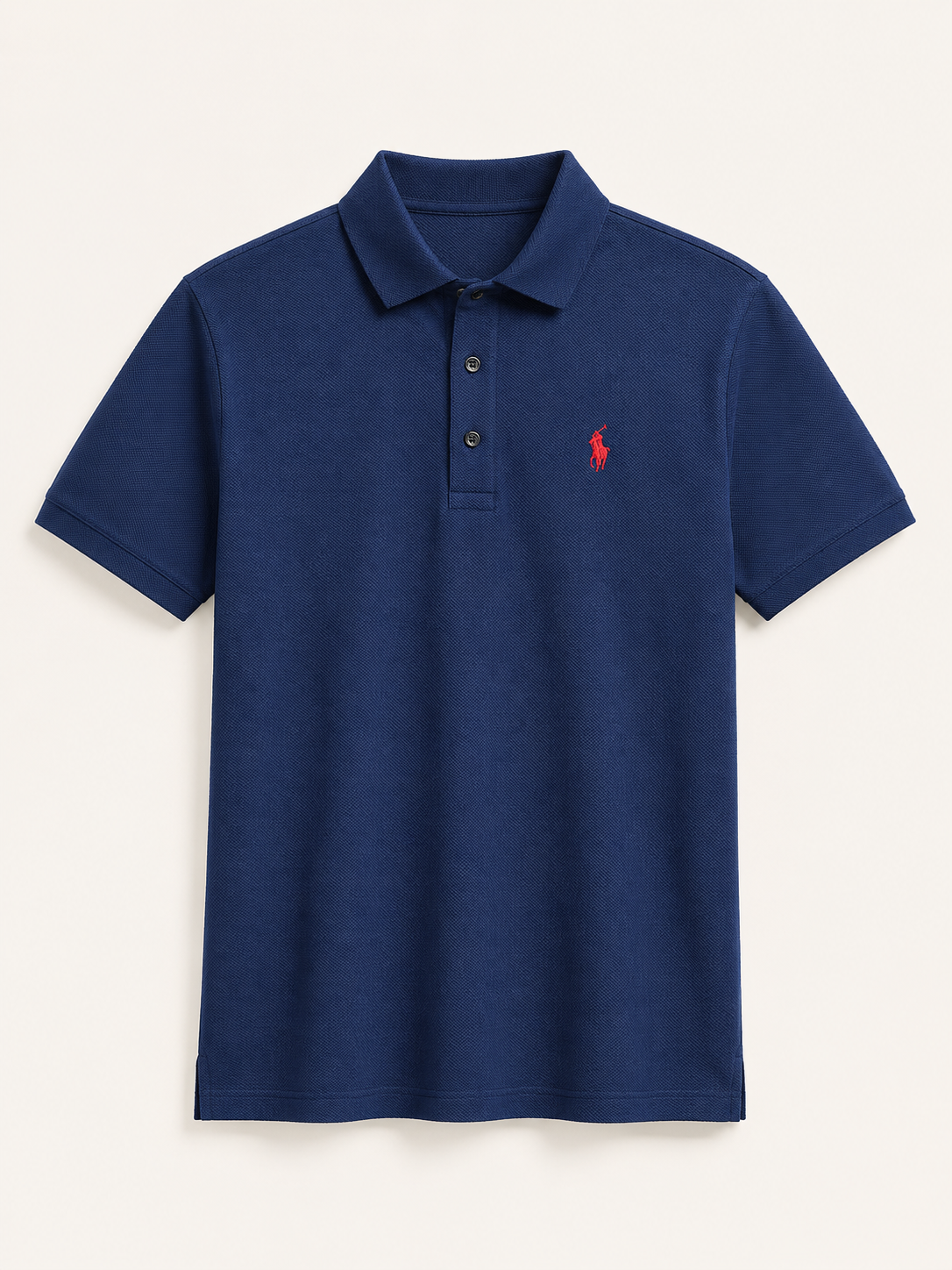 Men's Popcorn Texture  Polo Shirt Blue