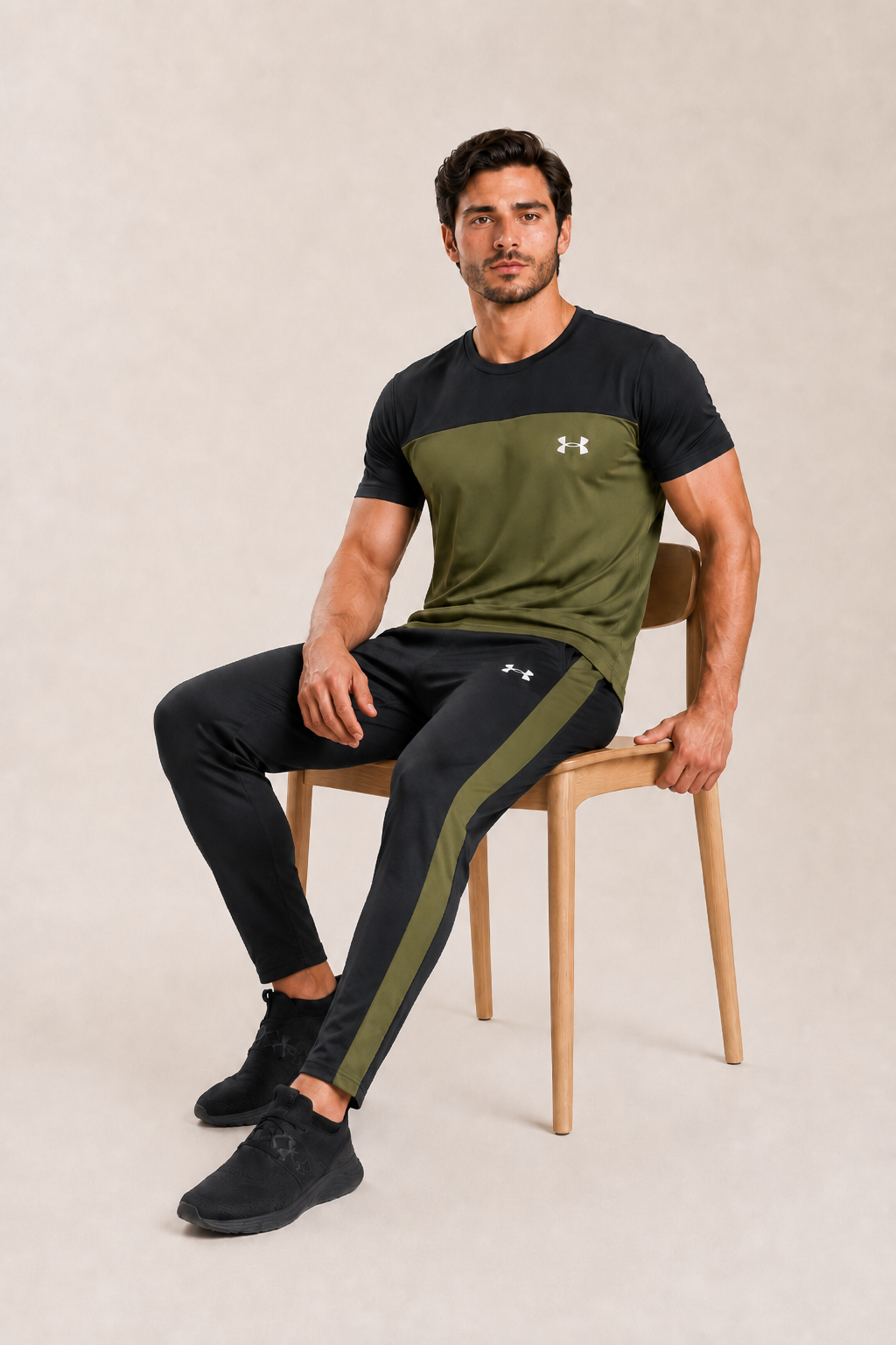 U-A Olive Green and Black Tracksuit