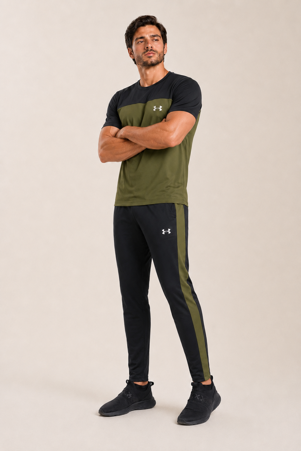 U-A Olive Green and Black Tracksuit