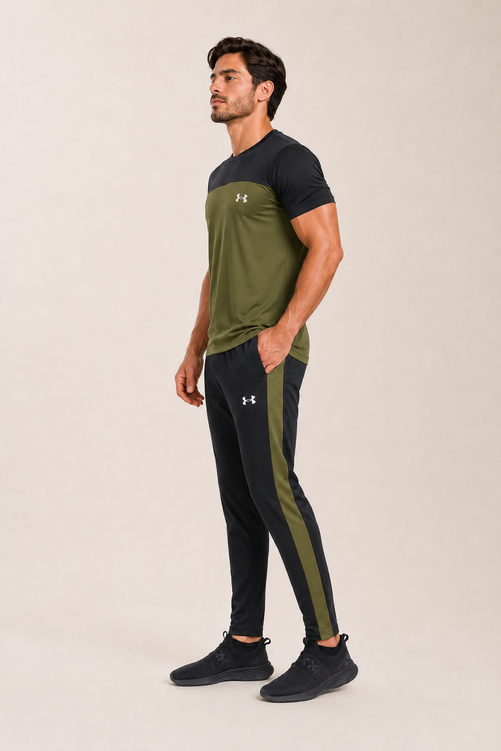 U-A Olive Green and Black Tracksuit