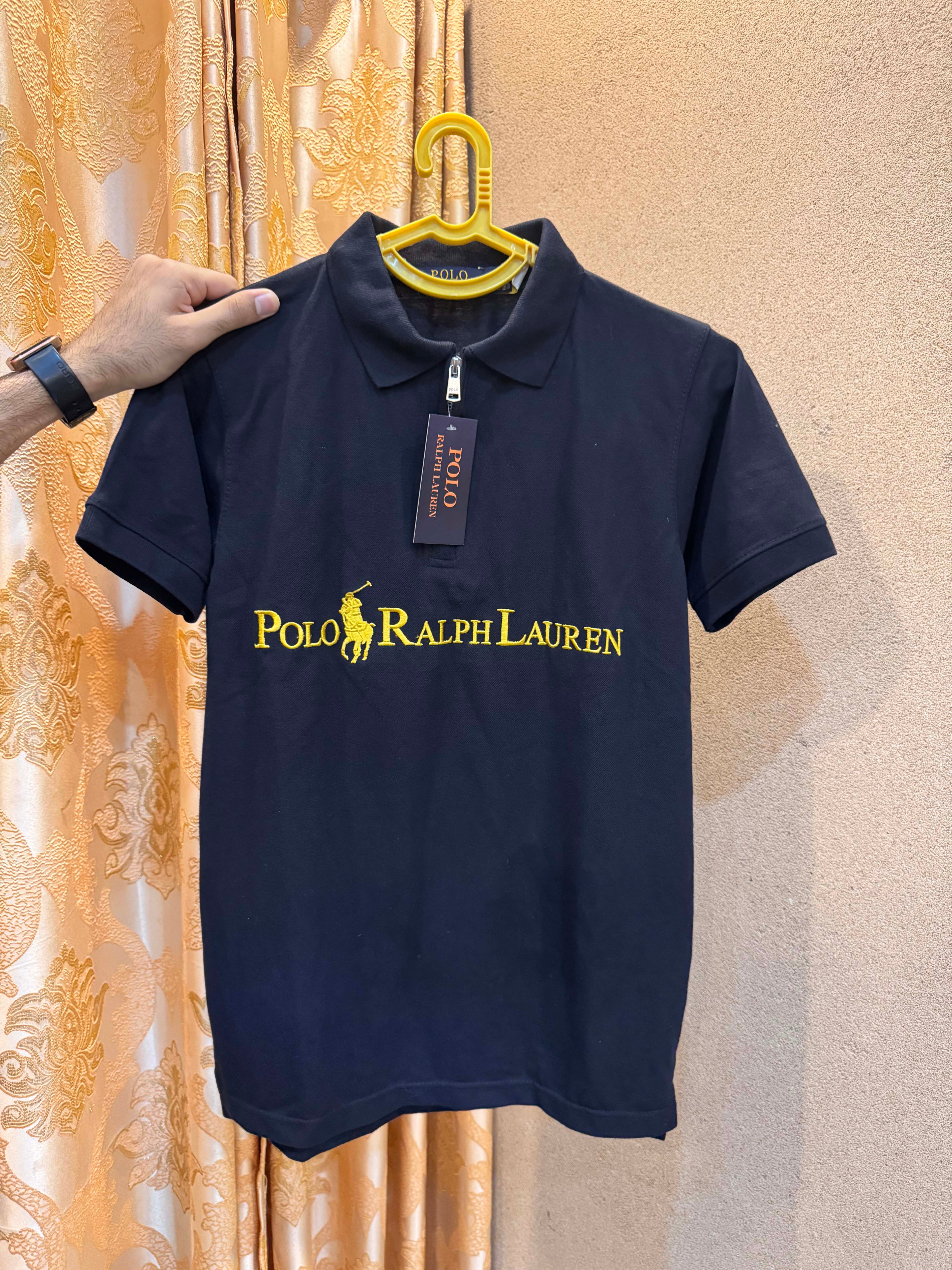 Men's Zipper Polo Shirt Black - Dazzler Store