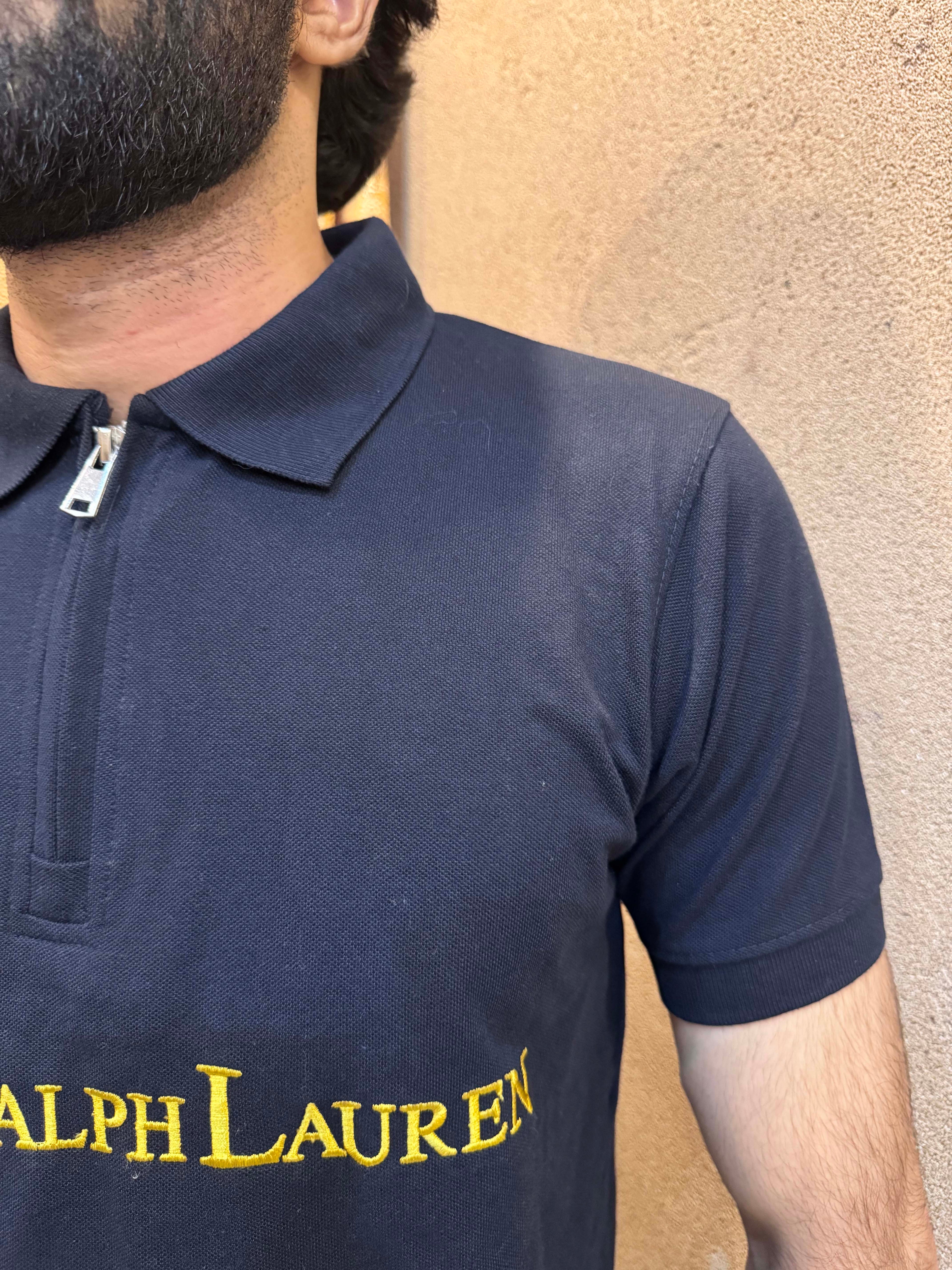 Men's Zipper Polo Shirt Black - Dazzler Store