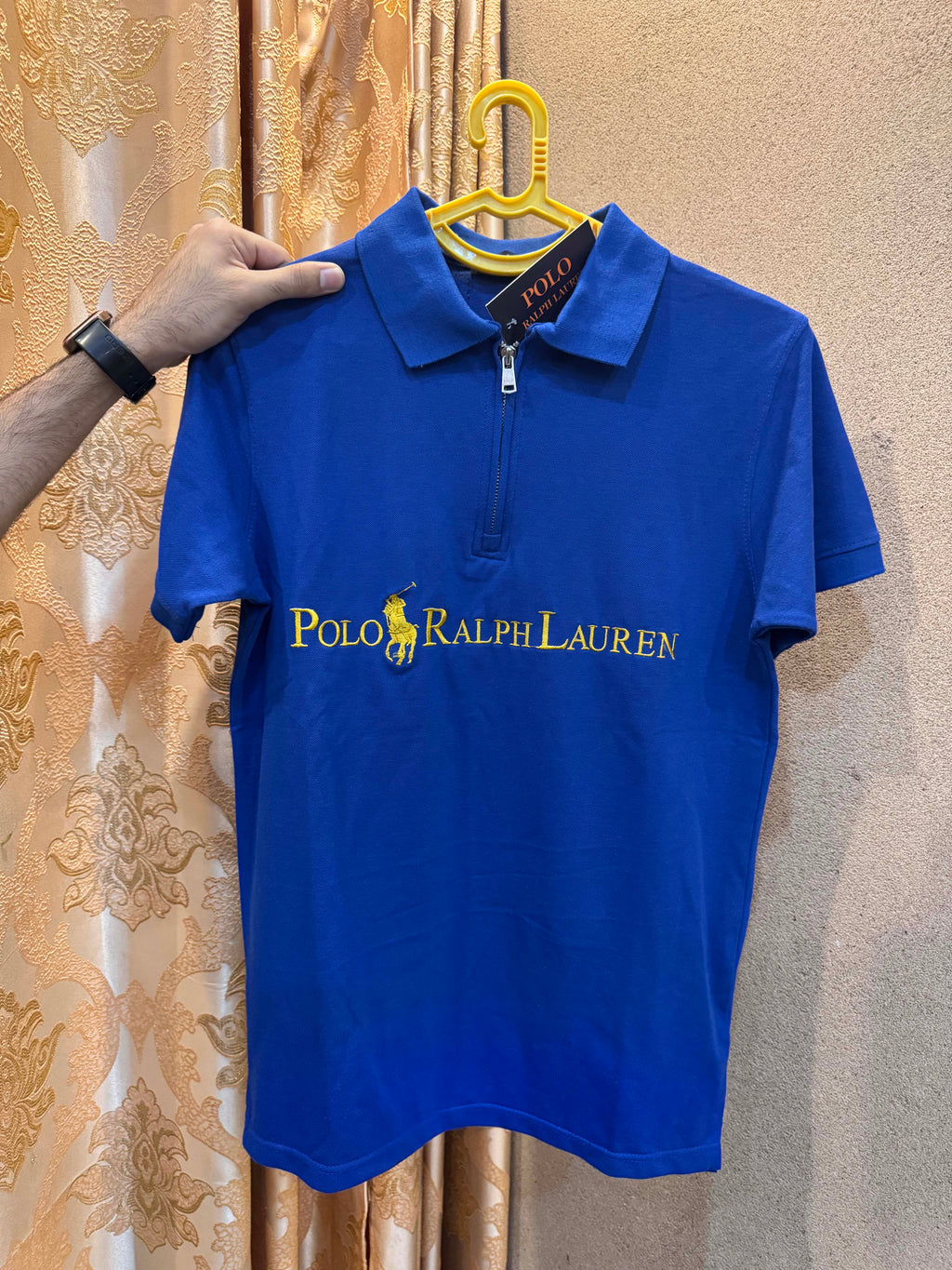 Men's Zipper Polo Shirt Blue - Dazzler Store