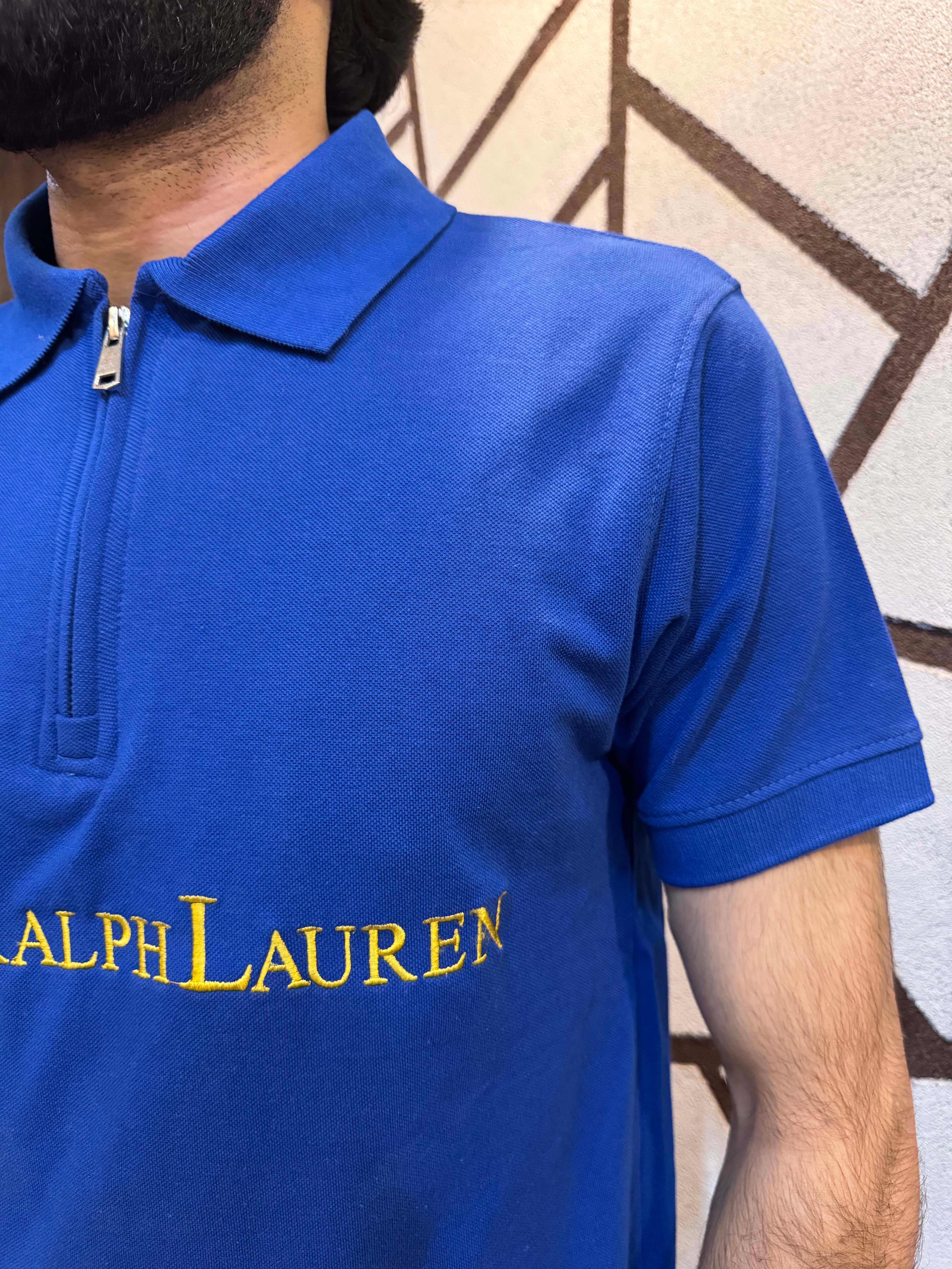 Men's Zipper Polo Shirt Blue - Dazzler Store