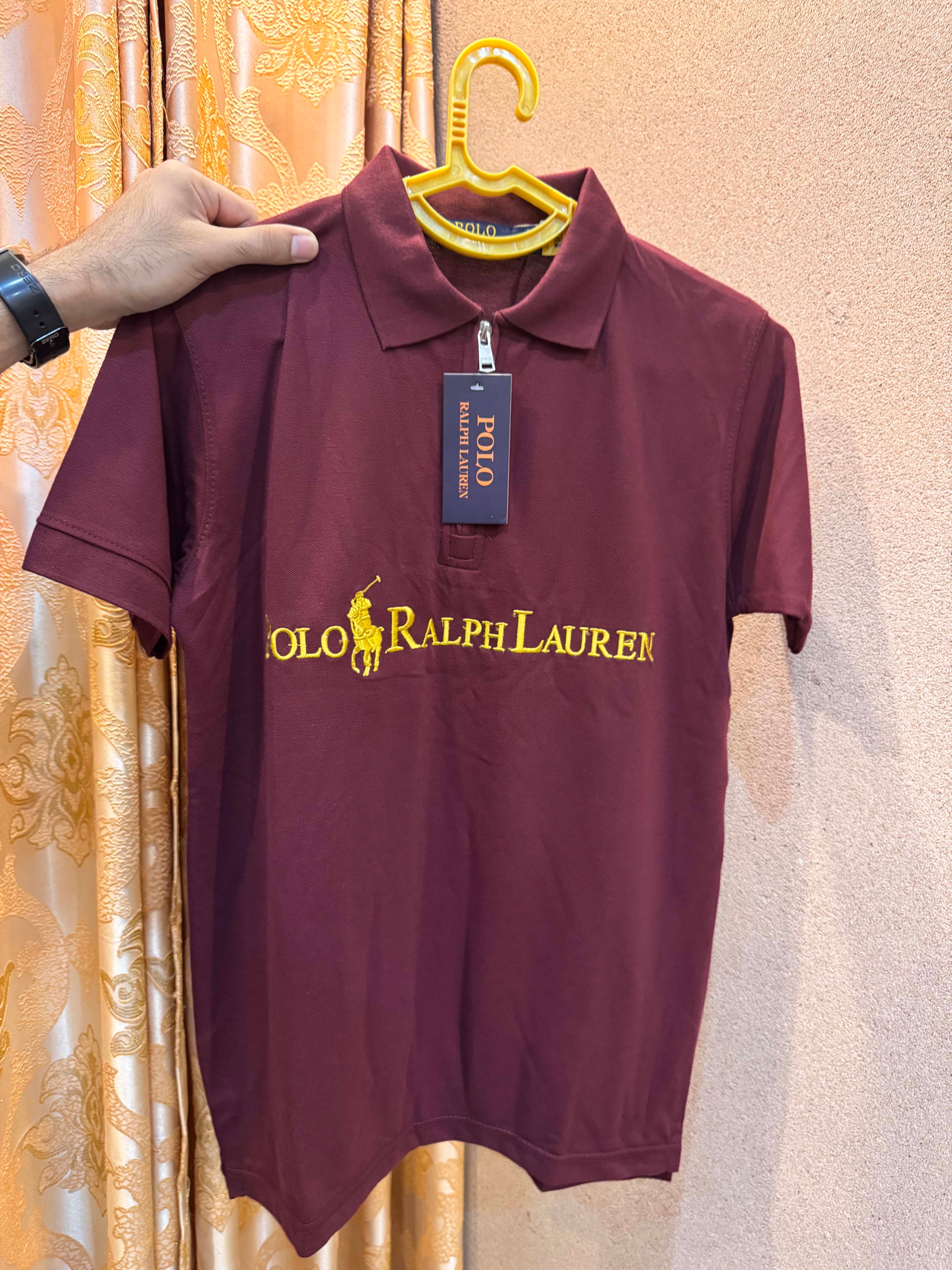 Men's Zipper Polo Shirt Maroon - Dazzler Store