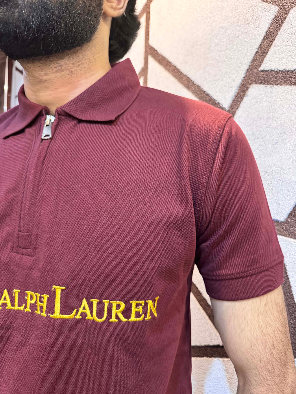 Men's Zipper Polo Shirt Maroon - Dazzler Store