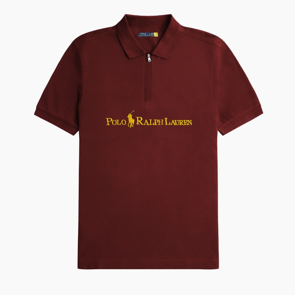 Men's Zipper Polo Shirt Maroon - Dazzler Store