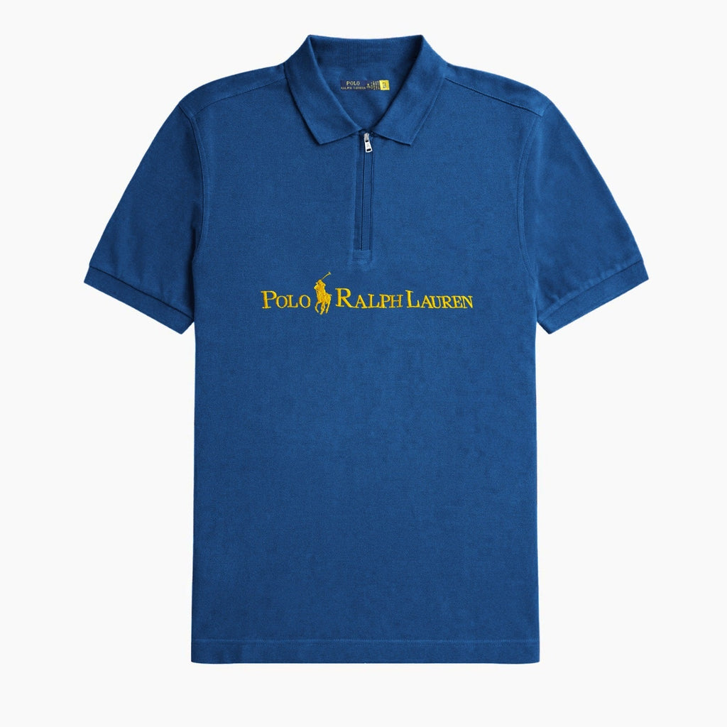 Men's Zipper Polo Shirt Blue - Dazzler Store